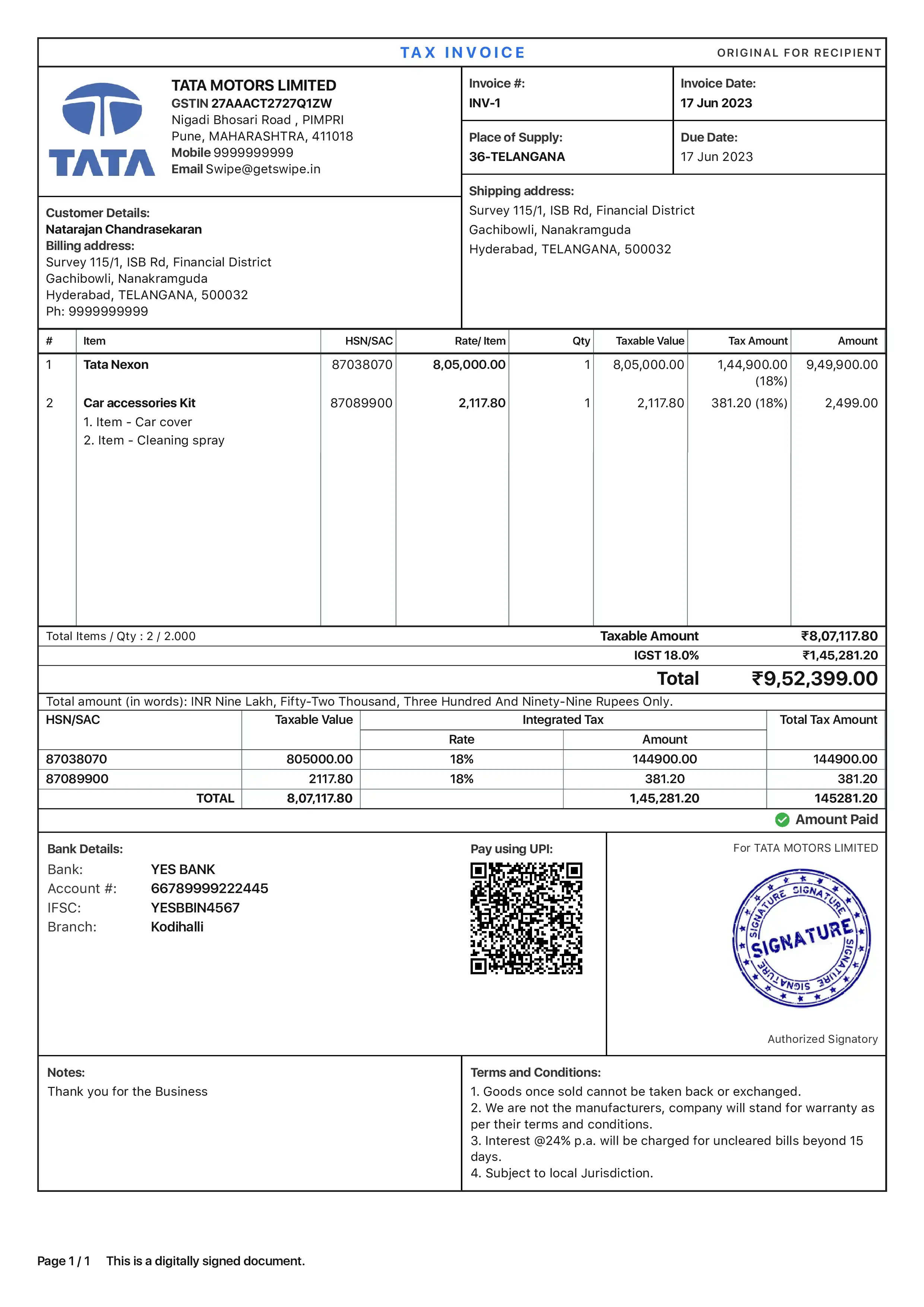 Finvera GST Invoicing Template 2